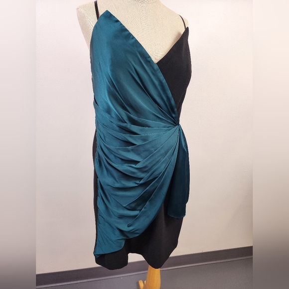 NWT Jill Stewart Women's Strapless Black & Green Mini Dress, Size 14 - Picture 8 of 13